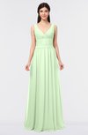ColsBM Jimena Pale Green Simple A-line V-neck Sleeveless Ruching Bridesmaid Dresses
