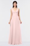 ColsBM Jimena Pastel Pink Simple A-line V-neck Sleeveless Ruching Bridesmaid Dresses