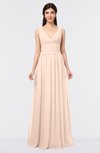 ColsBM Jimena Peach Puree Simple A-line V-neck Sleeveless Ruching Bridesmaid Dresses