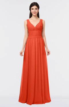 ColsBM Jimena Persimmon Simple A-line V-neck Sleeveless Ruching Bridesmaid Dresses