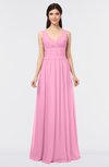 ColsBM Jimena Pink Simple A-line V-neck Sleeveless Ruching Bridesmaid Dresses