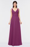 ColsBM Jimena Raspberry Simple A-line V-neck Sleeveless Ruching Bridesmaid Dresses