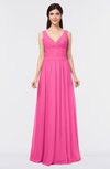 ColsBM Jimena Rose Pink Simple A-line V-neck Sleeveless Ruching Bridesmaid Dresses
