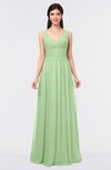 ColsBM Jimena Sage Green Simple A-line V-neck Sleeveless Ruching Bridesmaid Dresses