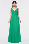 ColsBM Jimena Sea Green Simple A-line V-neck Sleeveless Ruching Bridesmaid Dresses
