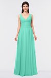 ColsBM Jimena Seafoam Green Simple A-line V-neck Sleeveless Ruching Bridesmaid Dresses