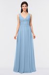 ColsBM Jimena Sky Blue Simple A-line V-neck Sleeveless Ruching Bridesmaid Dresses