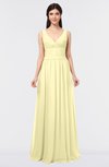 ColsBM Jimena Soft Yellow Simple A-line V-neck Sleeveless Ruching Bridesmaid Dresses