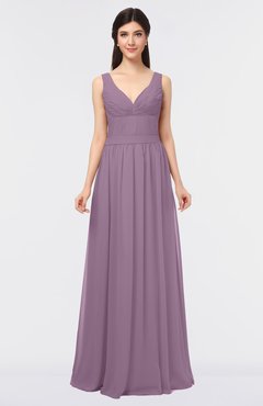 ColsBM Jimena Valerian Simple A-line V-neck Sleeveless Ruching Bridesmaid Dresses