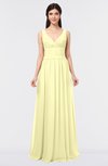 ColsBM Jimena Wax Yellow Simple A-line V-neck Sleeveless Ruching Bridesmaid Dresses