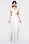 ColsBM Jimena White Simple A-line V-neck Sleeveless Ruching Bridesmaid Dresses