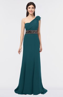 ColsBM Aranza Blue Green Elegant A-line Sleeveless Zip up Sweep Train Bridesmaid Dresses