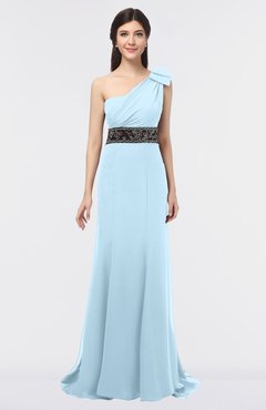 ColsBM Aranza Ice Blue Elegant A-line Sleeveless Zip up Sweep Train Bridesmaid Dresses
