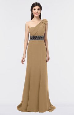 ColsBM Aranza Indian Tan Elegant A-line Sleeveless Zip up Sweep Train Bridesmaid Dresses