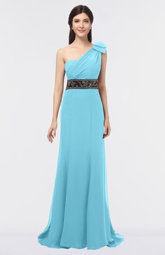 ColsBM Aranza Light Blue Elegant A-line Sleeveless Zip up Sweep Train Bridesmaid Dresses