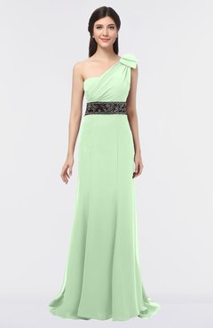 ColsBM Aranza Light Green Elegant A-line Sleeveless Zip up Sweep Train Bridesmaid Dresses