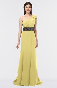 ColsBM Aranza Misted Yellow Elegant A-line Sleeveless Zip up Sweep Train Bridesmaid Dresses