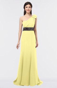 ColsBM Aranza Pastel Yellow Elegant A-line Sleeveless Zip up Sweep Train Bridesmaid Dresses