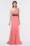 ColsBM Aranza Shell Pink Elegant A-line Sleeveless Zip up Sweep Train Bridesmaid Dresses