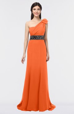 ColsBM Aranza Tangerine Elegant A-line Sleeveless Zip up Sweep Train Bridesmaid Dresses
