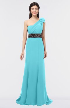 ColsBM Aranza Turquoise Elegant A-line Sleeveless Zip up Sweep Train Bridesmaid Dresses