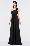 ColsBM Tiffany Black Elegant A-line Asymmetric Neckline Floor Length Flower Bridesmaid Dresses
