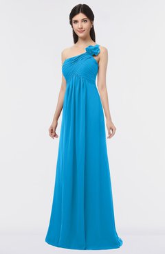 ColsBM Tiffany Cornflower Blue Elegant A-line Asymmetric Neckline Floor Length Flower Bridesmaid Dresses