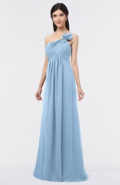 ColsBM Tiffany Dusty Blue Elegant A-line Asymmetric Neckline Floor Length Flower Bridesmaid Dresses