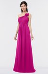ColsBM Tiffany Hot Pink Elegant A-line Asymmetric Neckline Floor Length Flower Bridesmaid Dresses