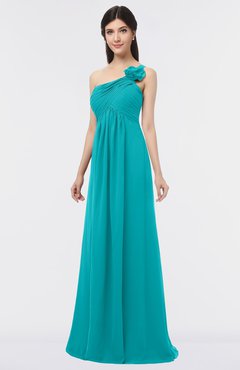 ColsBM Tiffany Teal Elegant A-line Asymmetric Neckline Floor Length Flower Bridesmaid Dresses
