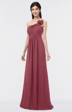 ColsBM Tiffany Wine Elegant A-line Asymmetric Neckline Floor Length Flower Bridesmaid Dresses