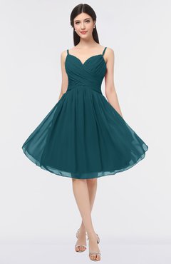 ColsBM Alisha Blue Green Sexy A-line Sleeveless Zip up Knee Length Ruching Bridesmaid Dresses