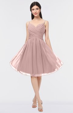 ColsBM Alisha Blush Pink Sexy A-line Sleeveless Zip up Knee Length Ruching Bridesmaid Dresses