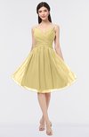ColsBM Alisha Gold Sexy A-line Sleeveless Zip up Knee Length Ruching Bridesmaid Dresses