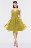 ColsBM Alisha Golden Olive Sexy A-line Sleeveless Zip up Knee Length Ruching Bridesmaid Dresses