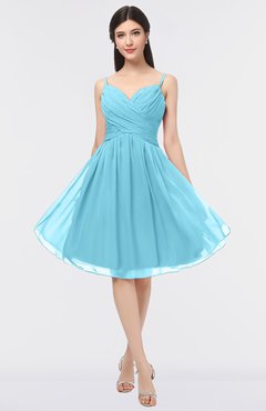 ColsBM Alisha Light Blue Sexy A-line Sleeveless Zip up Knee Length Ruching Bridesmaid Dresses