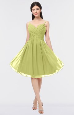 ColsBM Alisha Linden Green Sexy A-line Sleeveless Zip up Knee Length Ruching Bridesmaid Dresses