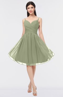 ColsBM Alisha Moss Green Sexy A-line Sleeveless Zip up Knee Length Ruching Bridesmaid Dresses