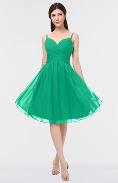 ColsBM Alisha Sea Green Sexy A-line Sleeveless Zip up Knee Length Ruching Bridesmaid Dresses