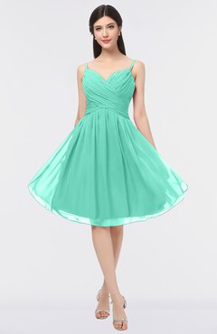 ColsBM Alisha Seafoam Green Sexy A-line Sleeveless Zip up Knee Length Ruching Bridesmaid Dresses