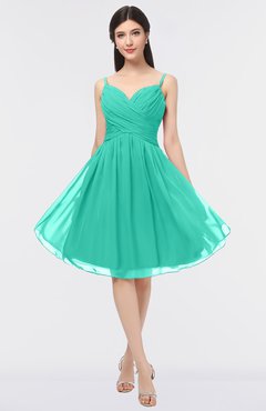 ColsBM Alisha Viridian Green Sexy A-line Sleeveless Zip up Knee Length Ruching Bridesmaid Dresses