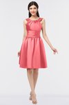 ColsBM Leila Hot Coral Mature A-line Scoop Sleeveless Ruching Bridesmaid Dresses