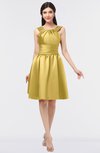 ColsBM Leila Misted Yellow Mature A-line Scoop Sleeveless Ruching Bridesmaid Dresses