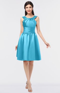 ColsBM Leila River Blue Mature A-line Scoop Sleeveless Ruching Bridesmaid Dresses