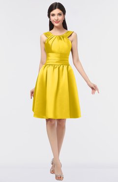 ColsBM Leila Yellow Mature A-line Scoop Sleeveless Ruching Bridesmaid Dresses