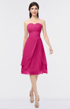 ColsBM Alondra Beetroot Purple Gorgeous A-line Strapless Zip up Knee Length Plainness Bridesmaid Dresses
