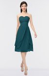 ColsBM Alondra Blue Green Gorgeous A-line Strapless Zip up Knee Length Plainness Bridesmaid Dresses