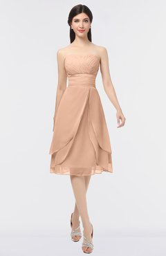 ColsBM Alondra Burnt Orange Gorgeous A-line Strapless Zip up Knee Length Plainness Bridesmaid Dresses