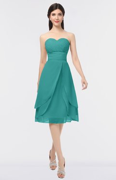 ColsBM Alondra Emerald Green Gorgeous A-line Strapless Zip up Knee Length Plainness Bridesmaid Dresses
