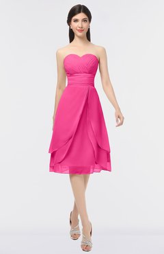 ColsBM Alondra Fandango Pink Gorgeous A-line Strapless Zip up Knee Length Plainness Bridesmaid Dresses